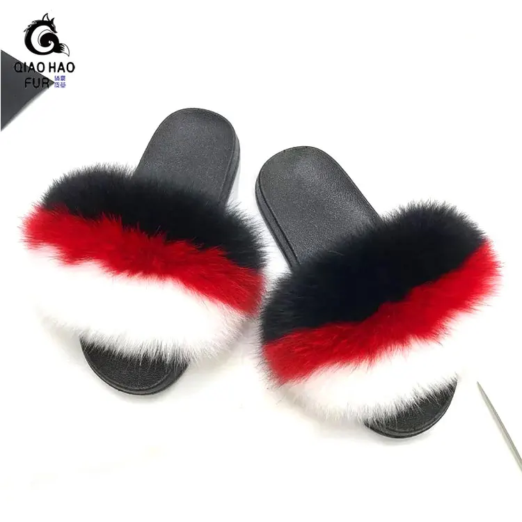 

Real Fur Factory Customization Fur Slipper Socks Fluffy Faux Fur Slippers