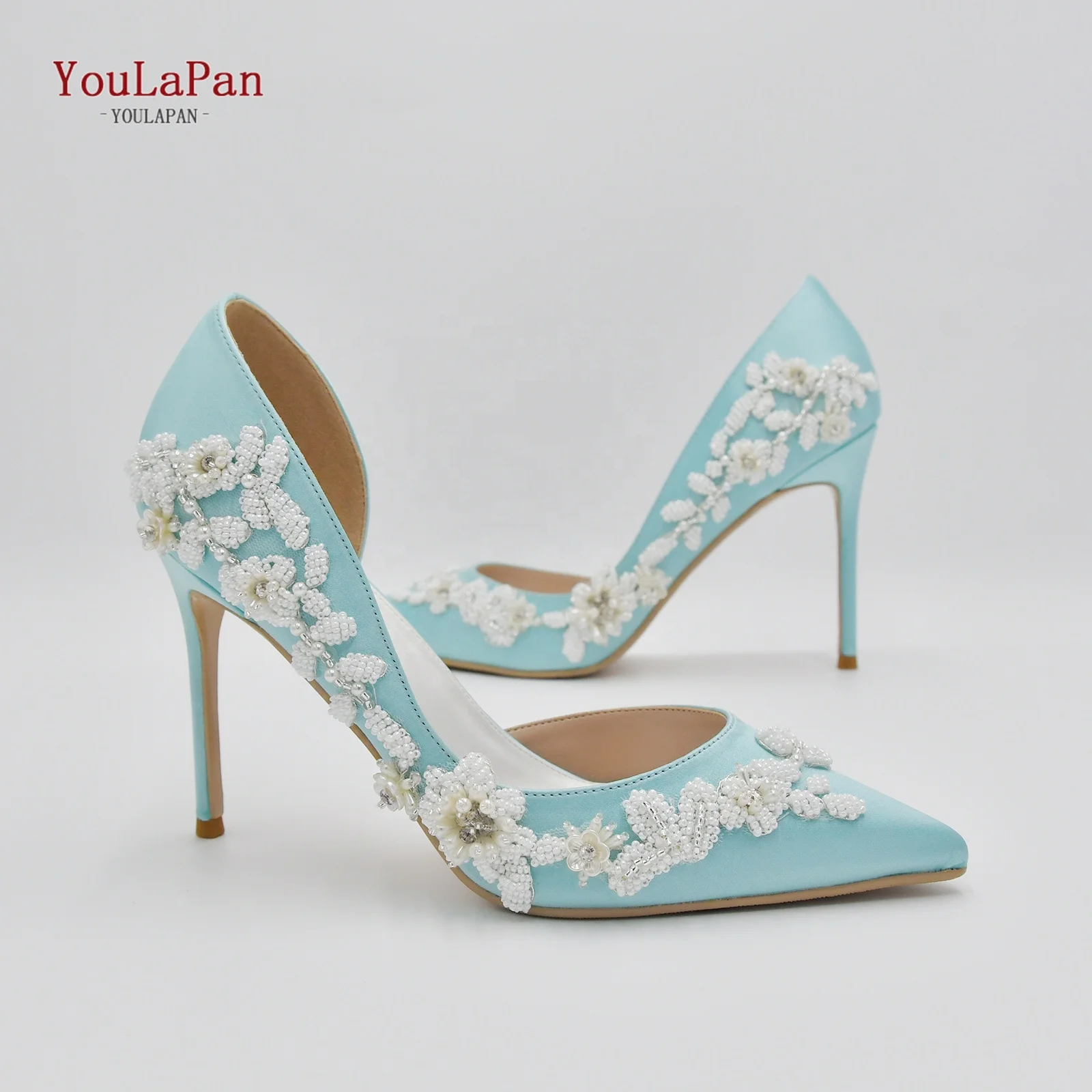 

Youlapan A10 Blue Spot Sexy Beaded High-Heeled Shoes Large Size Wedding Bridal Shoes Temperament Shoes Italy Supplier, White