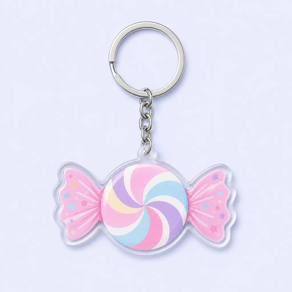 Flat Acrylic Candy Keychain - Front Centered View