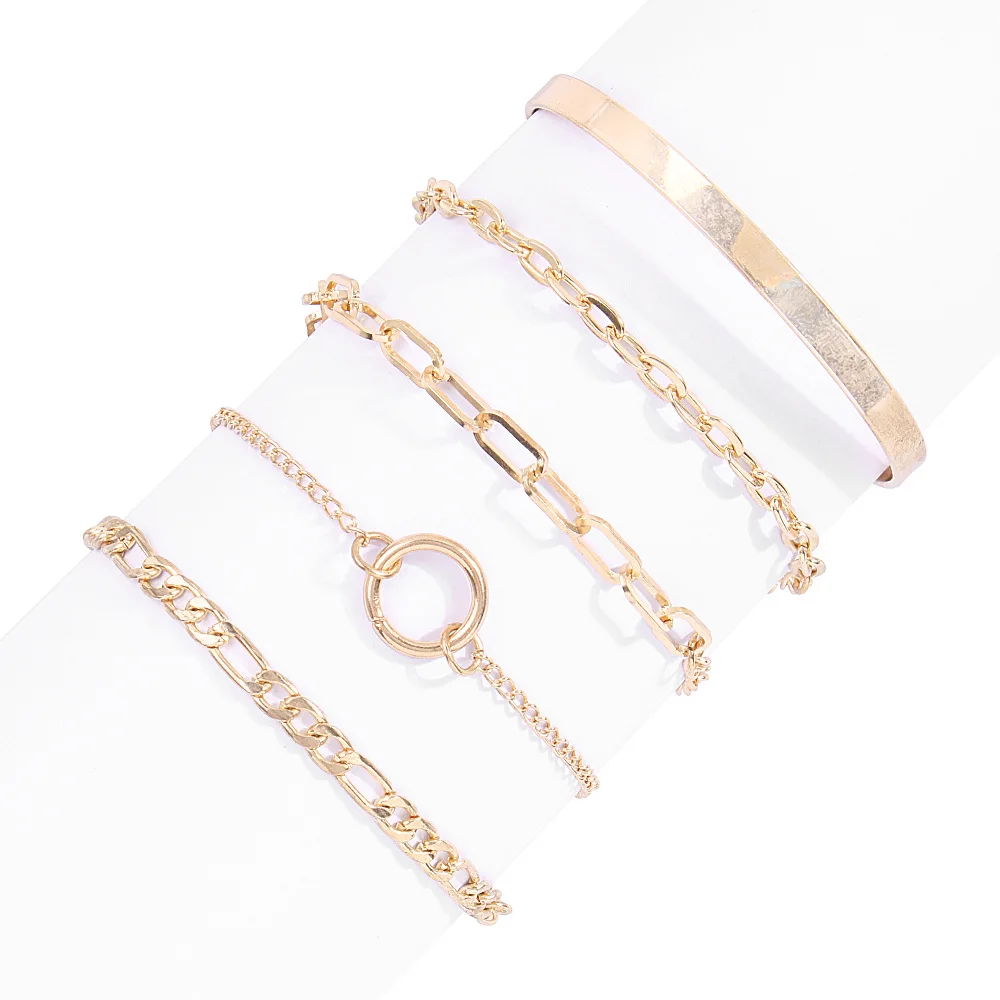 

2021 New Arrival Hotselling Charm Jewelry 5pcs sets punk style jewelry chain male bracelet accessories women jewelry bracelet