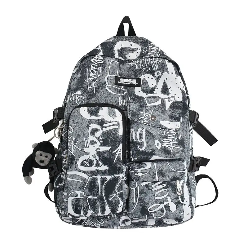 

Factory Direct Wholesale Sac A Dos Zaino Laptop Backpacks Ins Tide Cool Softback Travel Duffel Bag Backpack For Men, Black