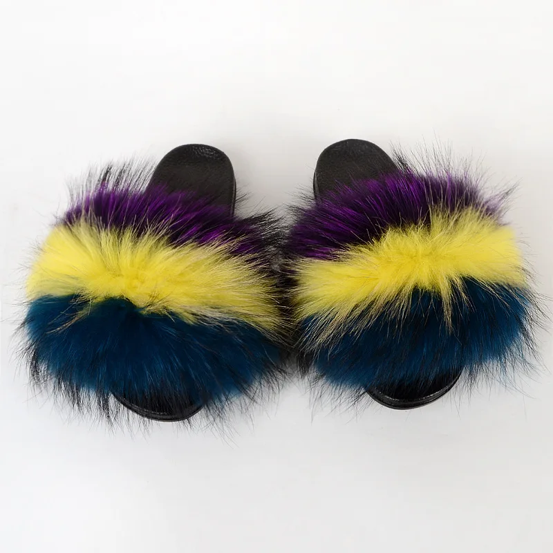

Factory direct high quality leather indoor racoon slippers wholesale, Customized color