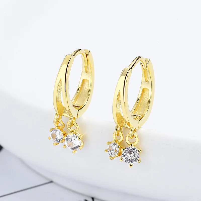 Fashion Jewelry 925 Sterling Silver Tassel Zircon Drop Earring for Women Gold Plated Simple Versatile 925 Silver Earring Jewelry