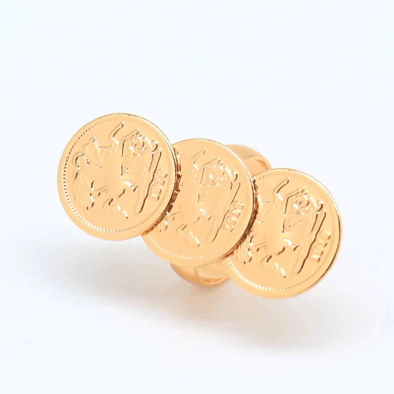 

Hot item Stacking Round Coin Rings Geometric Carving rings George V portrait coin rings