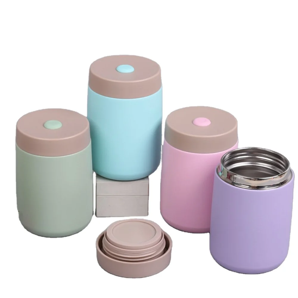 

CHUFENG Water Bottle Stainless Steel 304 Vacuum Thermos Flask Food Jar Powder coating Braised Beaker Lunch Box, Blue, green, pink, beige, purple