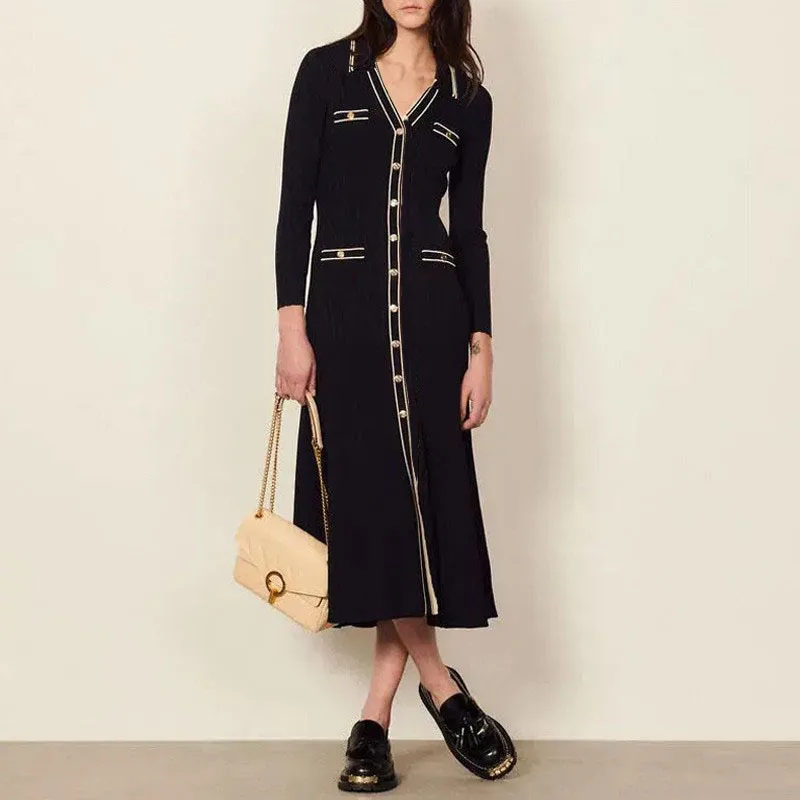 Fashionable Elegant Sexy Slim Fit V Neck Fishtail Dress Lady Casual Midi Dresses Women