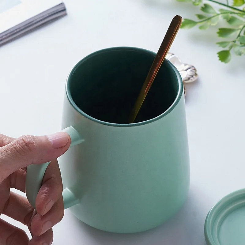 

Contrast Color Nordic Creative Cover Scoop Gift Box Printing Simple Coffee Ceramic Mugs