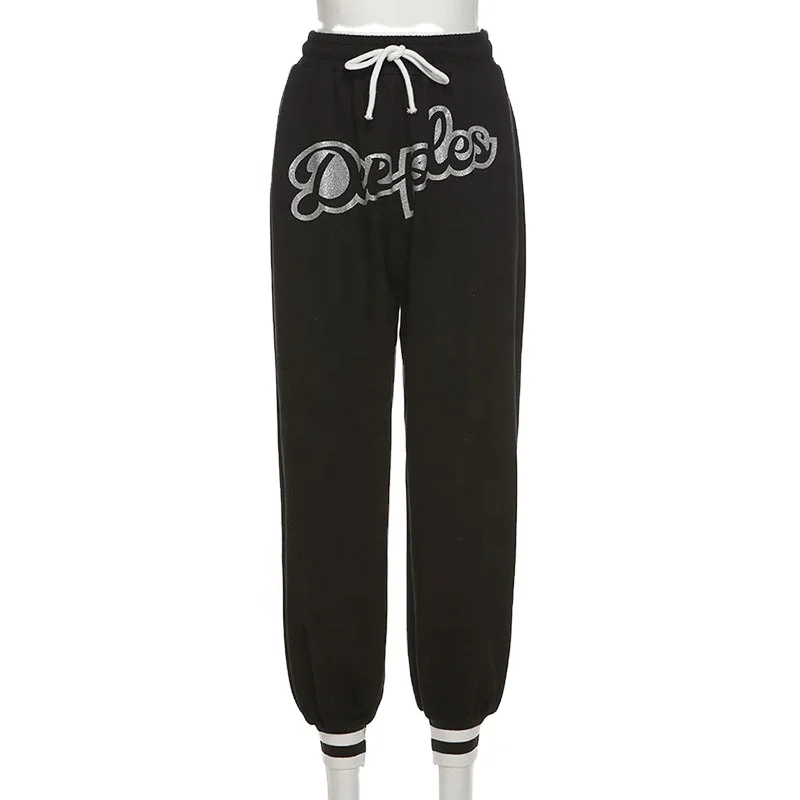 

2021 new design women's spring pants & trousers letter printing casual sport pants trousers for ladies