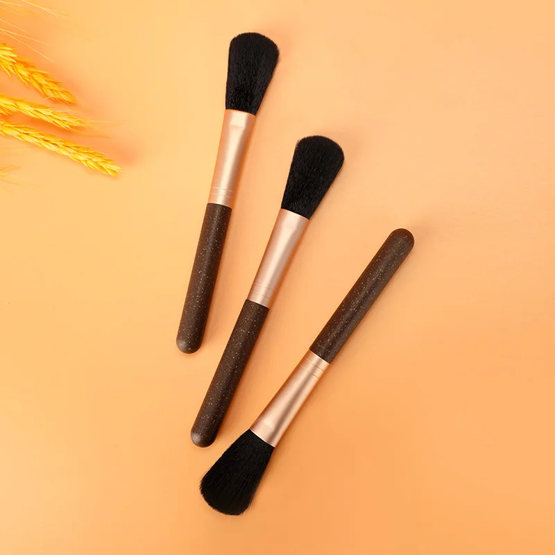 

Quick Delivery Single High quality Fiber Bristles Black Highlight Blush Makeup Flat Brush Highlight, As the picture