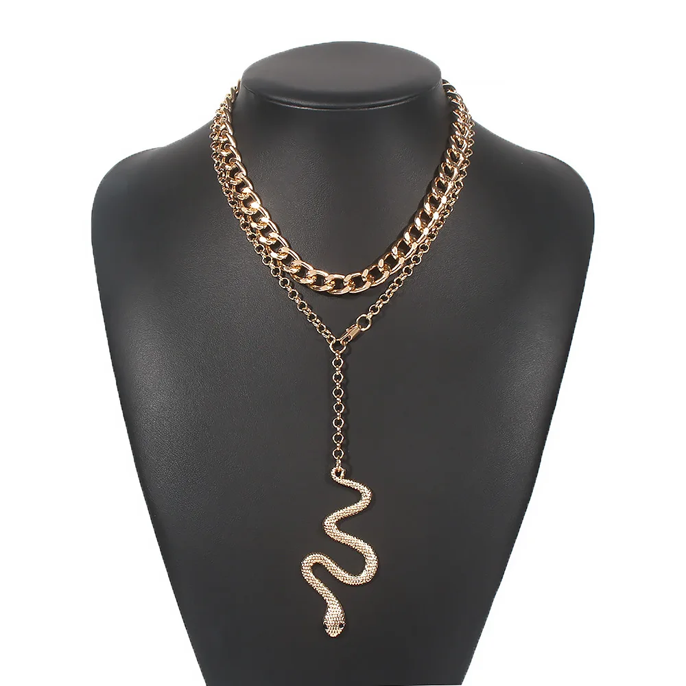 

2021 Sexually Creative Zodiac Snake Pendant Necklace Hot Style Hip-hop Cuban Link Snake Necklace Good Luck, Gold