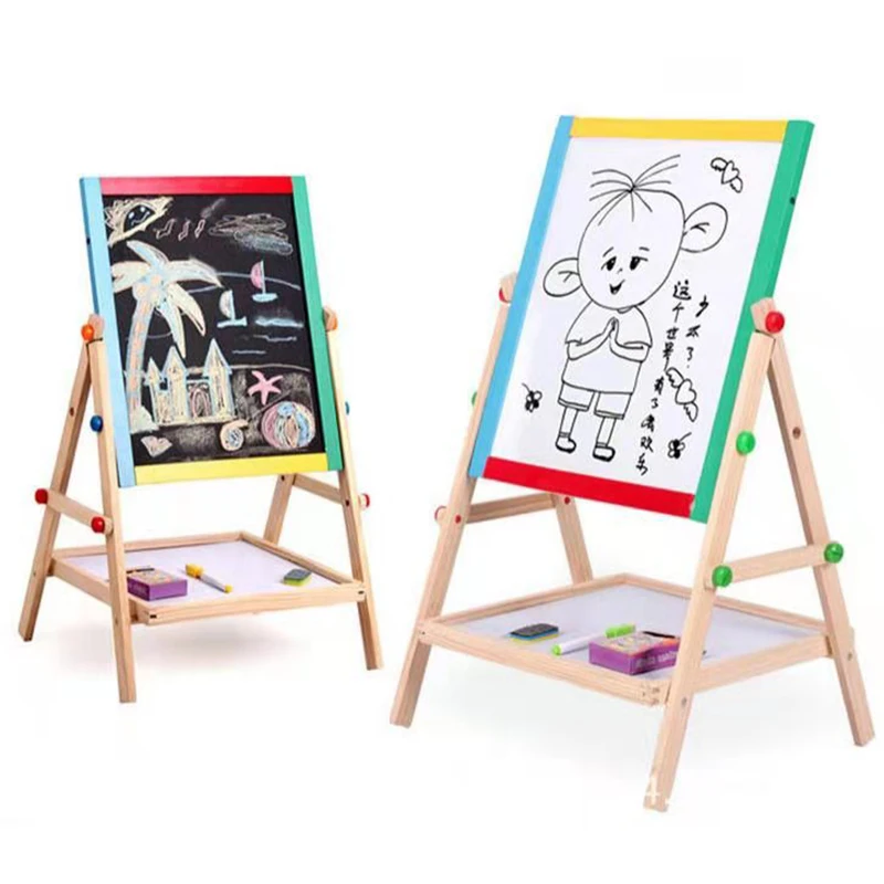 

2024 New Design 2 in 1 Wooden High Quality Classic Art Children's Sketchpad Factory Direct Selling Children's Art Sketchpad Toys