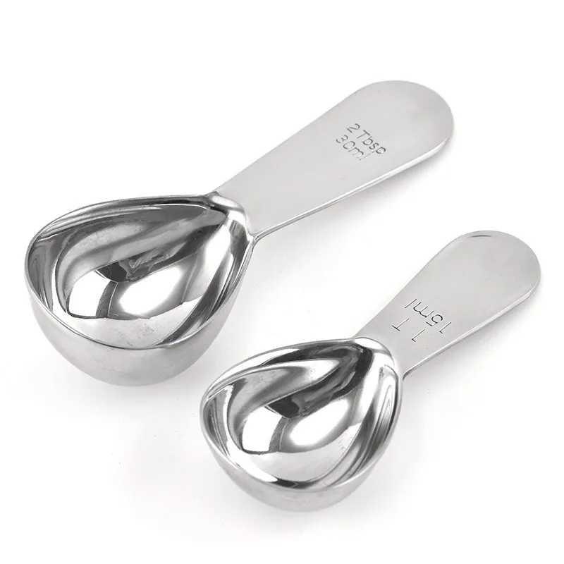 

30ml 15ml 2pcs Baking Measure Tool Tablespoon Metal Teaspoon Stainless Steel Coffee Scoop Measuring Spoons