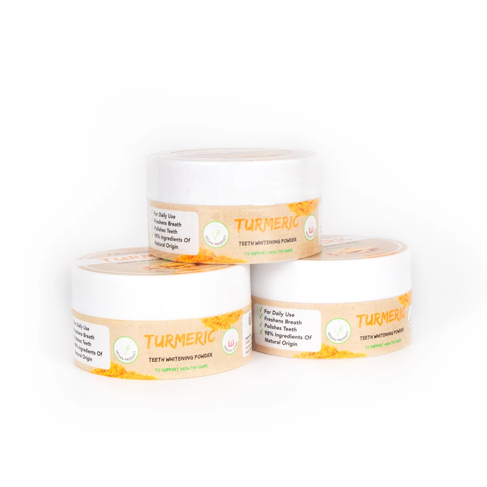 

Best supplier oem custom logo teeth bleaching turmeric tooth powder, Yellow