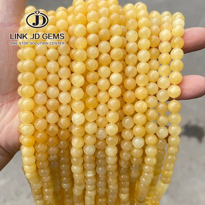 JD Natural Gemstone Loose Beads 6mm 8mm 5A Natural Yellow Jade Beads For Jewelry Making