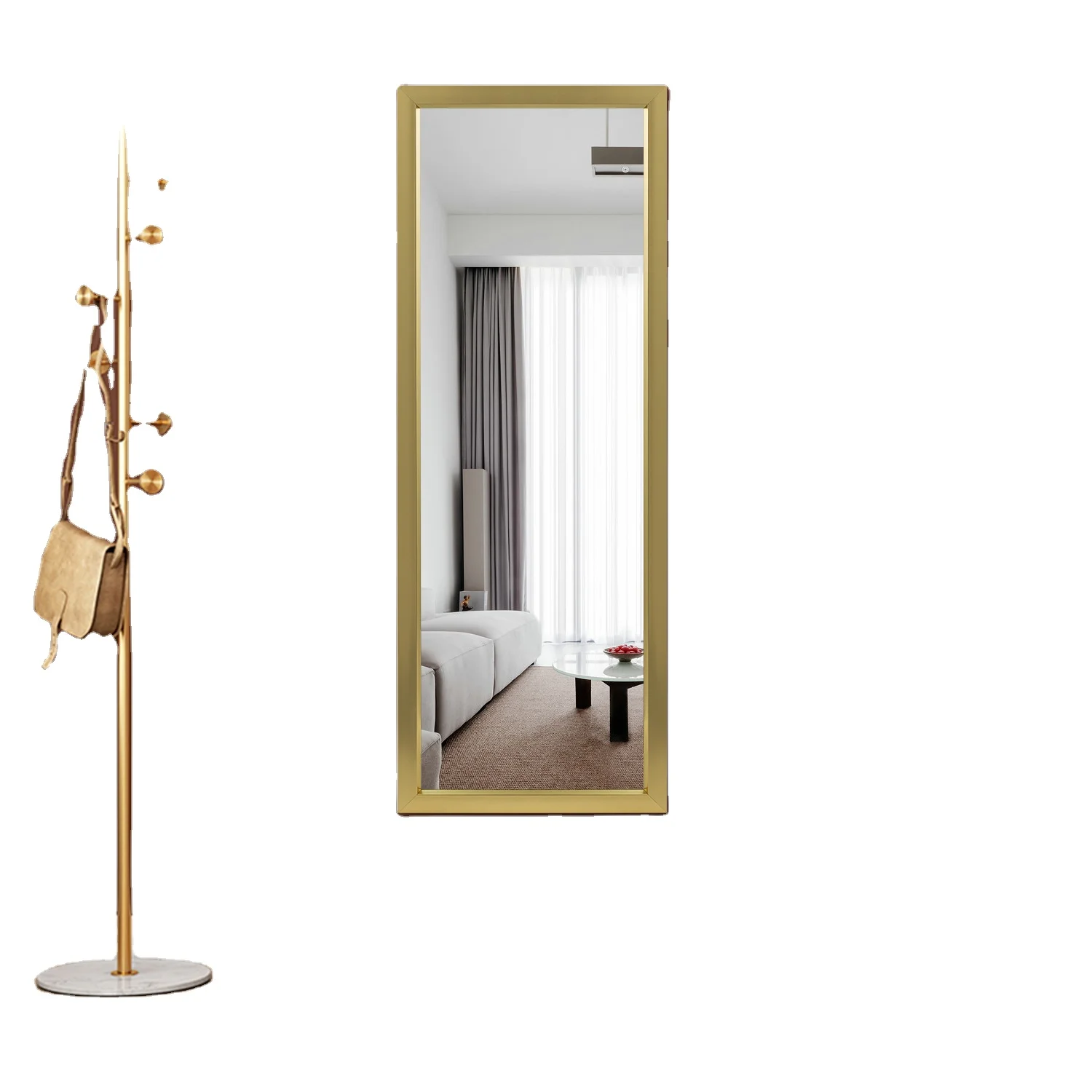 

Full Length Mirror Floor Mirror with Standing Holder Bedroom/Locker Room Standing/Hanging Mirror