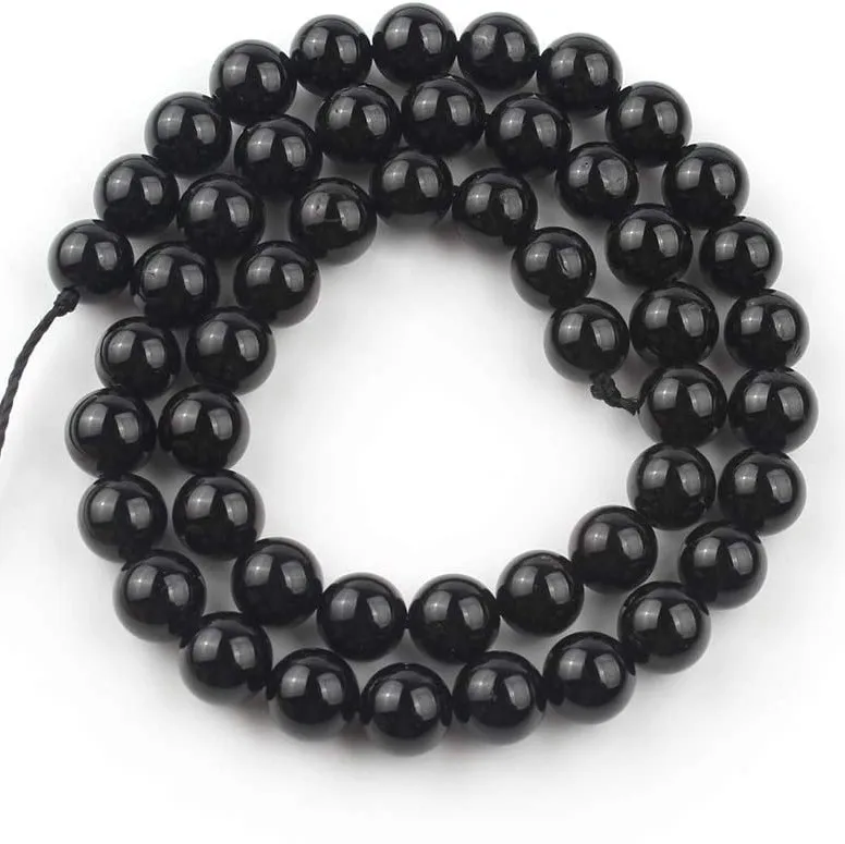 

Natural Black Tourmaline Gemstone Round Loose Beads for Jewelry Making Bracelet Necklace 15.5" Strand wholesale