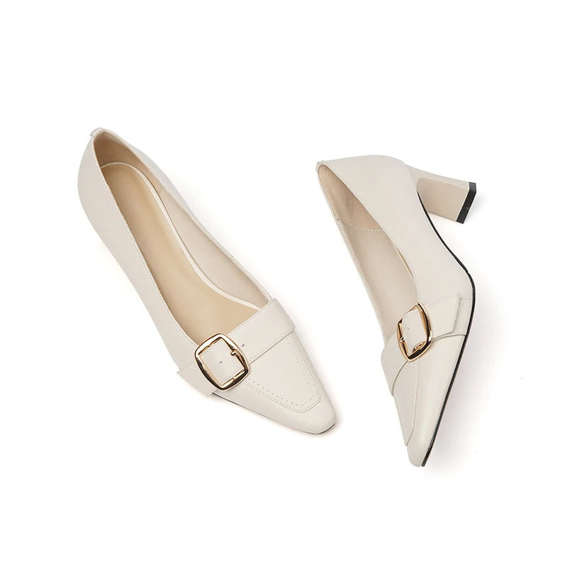 

point toe small buckle upper women heels low height heel shoes for lady, Customized color