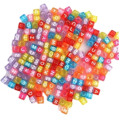 

Hot sell 6mm plastic beads creative educational child development toys big hole letter alphabet beads