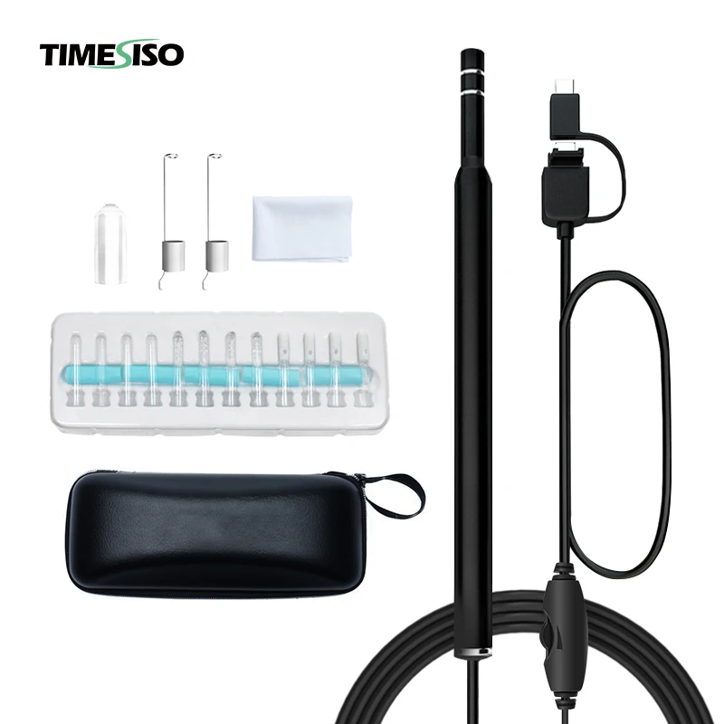 

Timesiso Hot Sale Industrial Borescope Inspection Camera Snake USB Ear Otoscope for Smartphone, Black/ blue