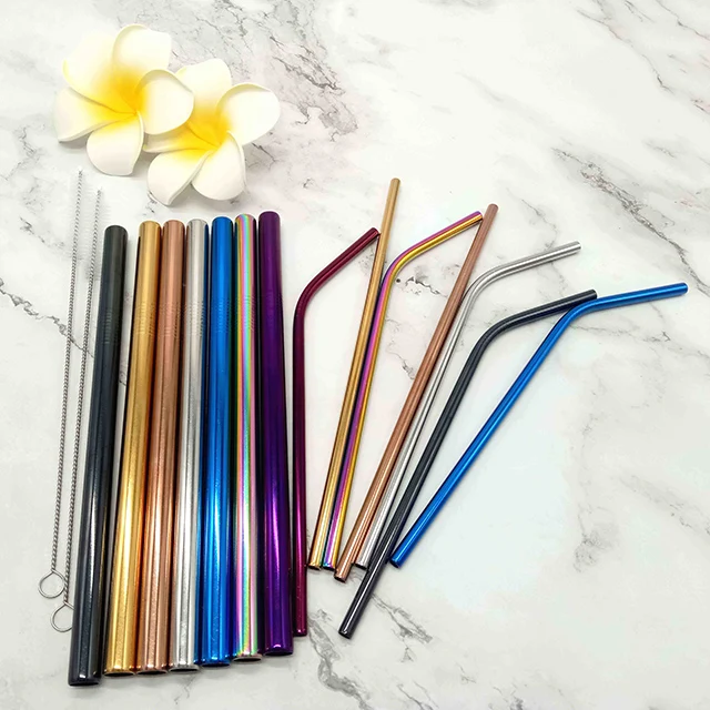 

Amazon Reusable Colorful  Metal Stainless Steel 304 Straw Straight Drinking Pearl Milk Tea Straw, Silver,gold,rose gold,rainbow,black,blue,purple