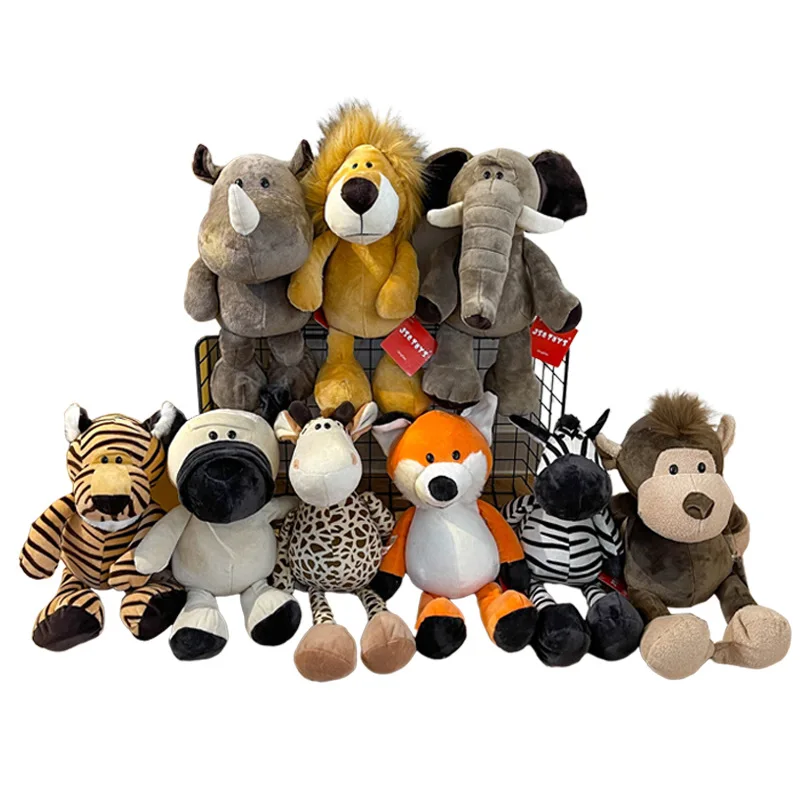 

Hot Sale Wholesale Factory Custom Jungle Animal Plush Toys Tiger Elephant Tigers Monkey Forest Animal Toys Soft Stuffed Raccoo