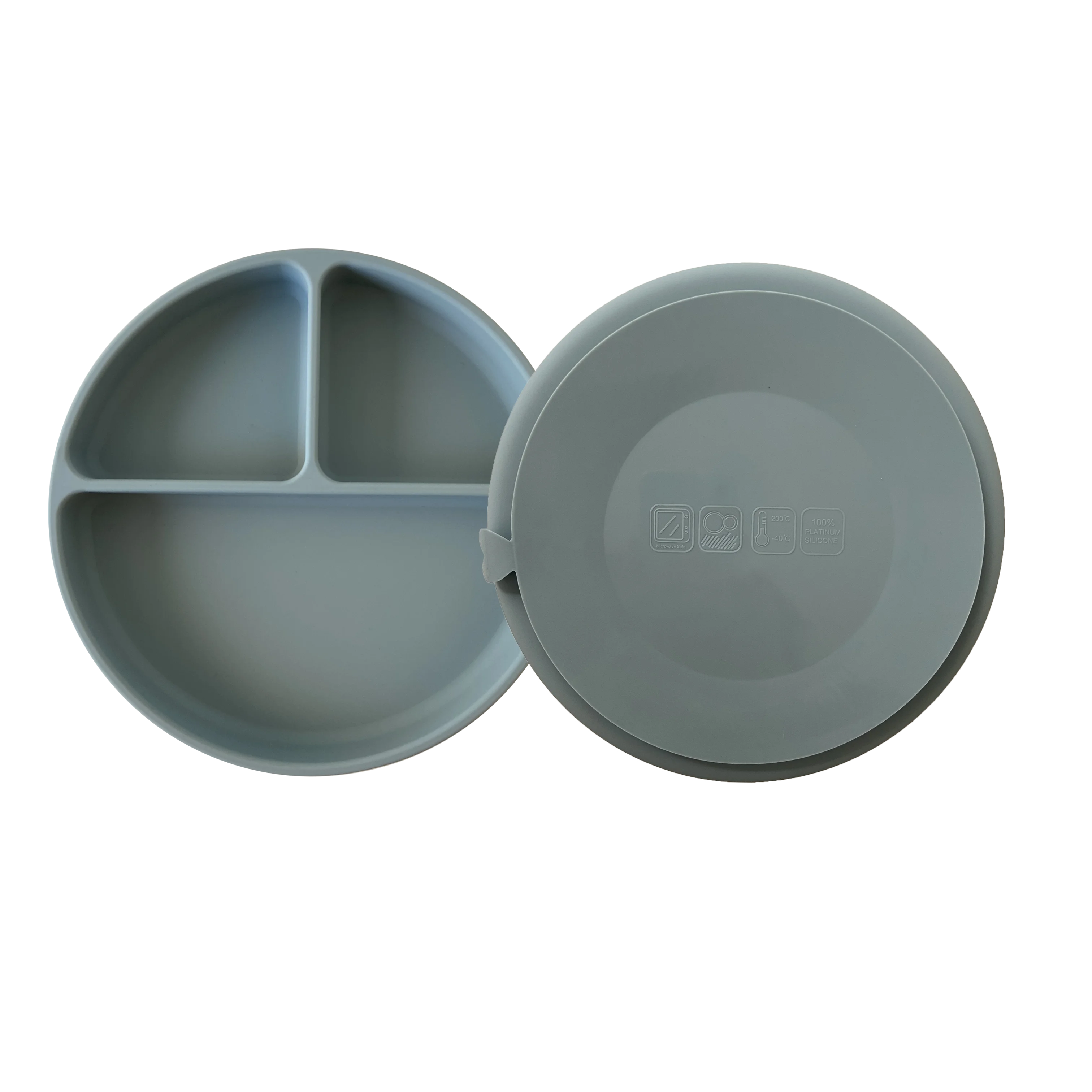 

Non Slip Food Grade Baby Silicone Suction Plate Divided for Dinner Food, Customized color