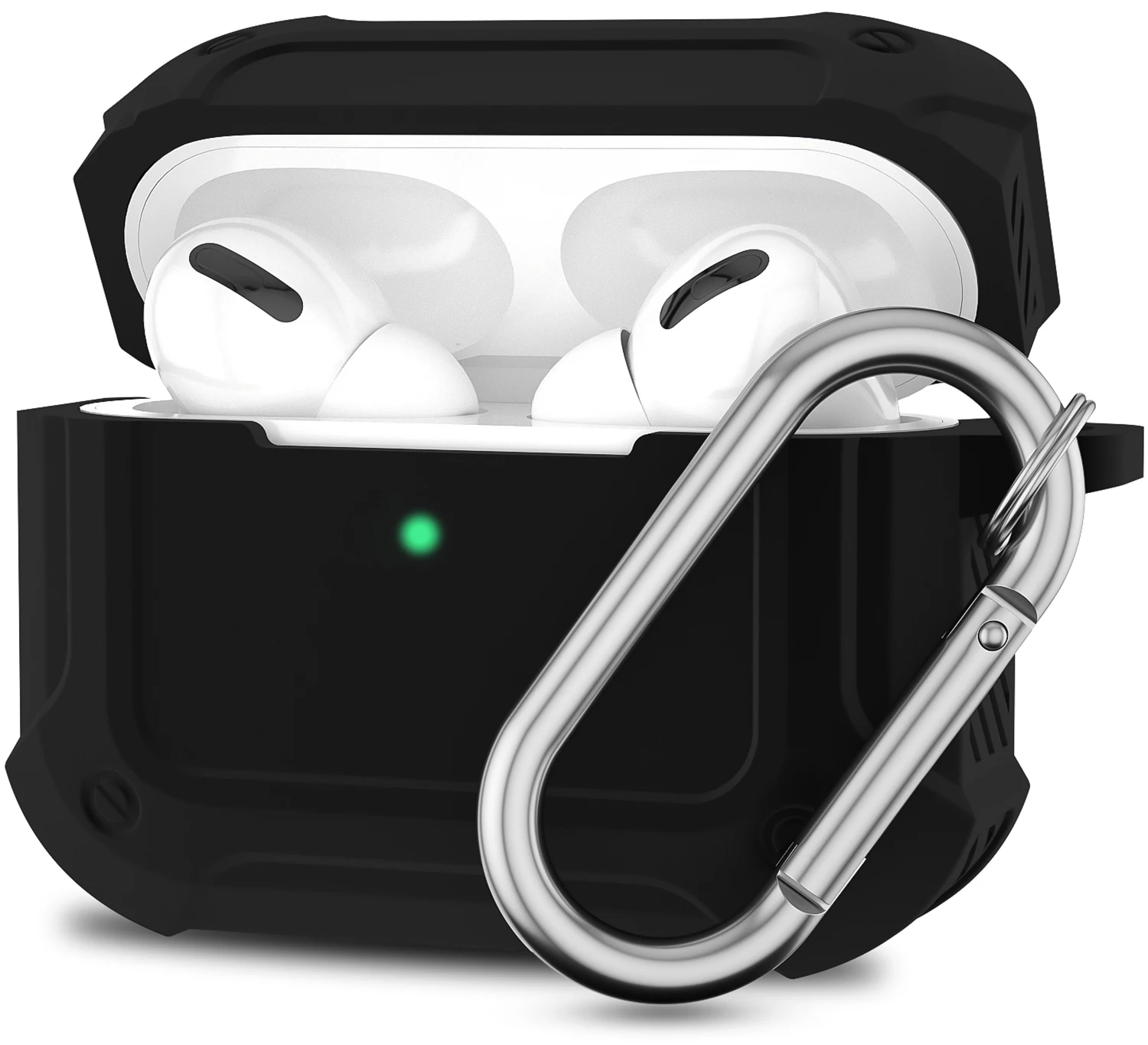 

JIULAI Protective Cover for AirPods Pro Bumper Absorbs Shock Anti-Fall Anti-Scratch Durable Silicone Case with Metal Carabiner