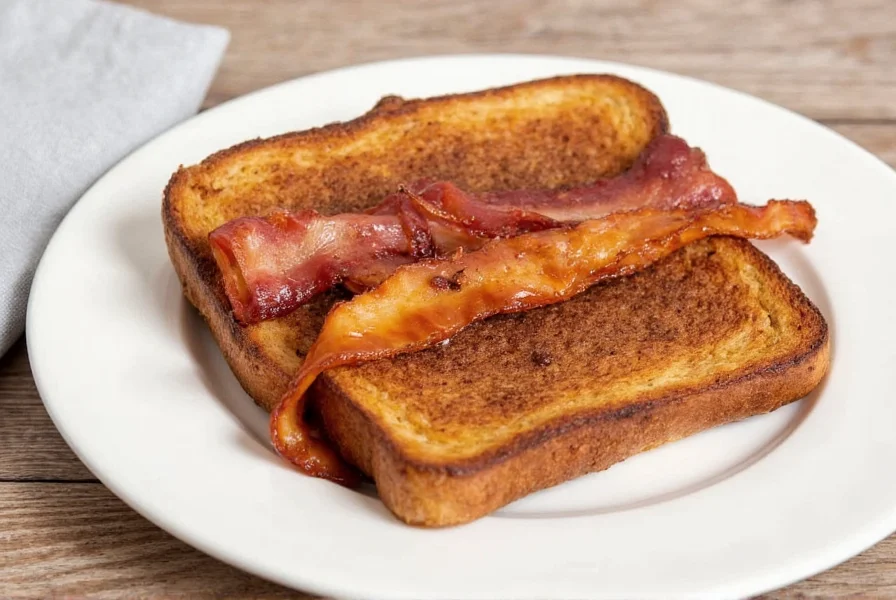 Step-by-step preparation of cinnamon toast bacon showing ingredient ratios and assembly technique