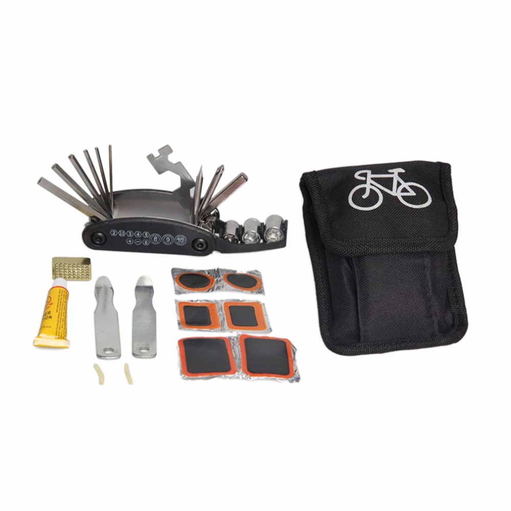 

Bicycle Tire Repair Tools Bag Bicycle Levers Tire Patch Folding Hex Wrench Tool Portable Tire Repair Tools Kit