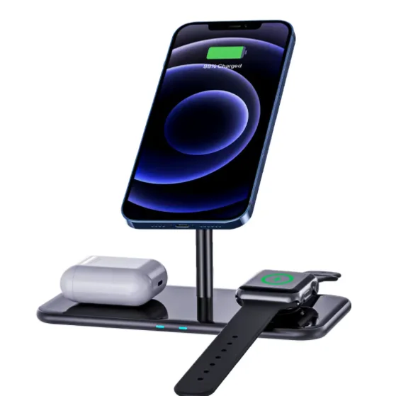 

Magsaf 3IN1 Qi Wireless Charging Stand Fast charging wireless Charger Multi 3 in 1 Charging Station