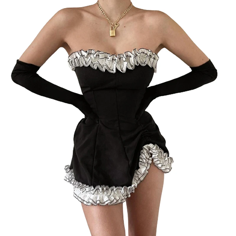

SD0077 Summer 2021 New Style Party Wear Off Shoulder Strapless Black Bodycon Mini Tube Dress