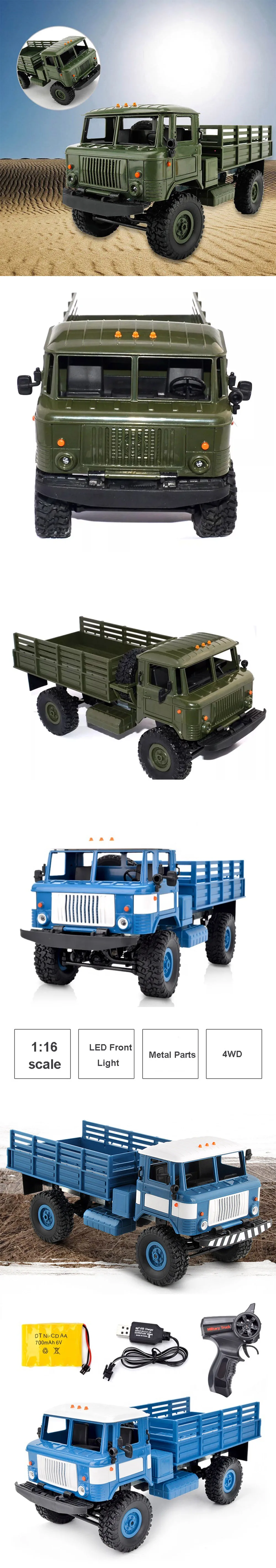 WPL B-24 1: 16 Russa Gaz 66 RTR 4WD RC Car Remote Control 2.4G Mini Crawler Truck For Kids Toy