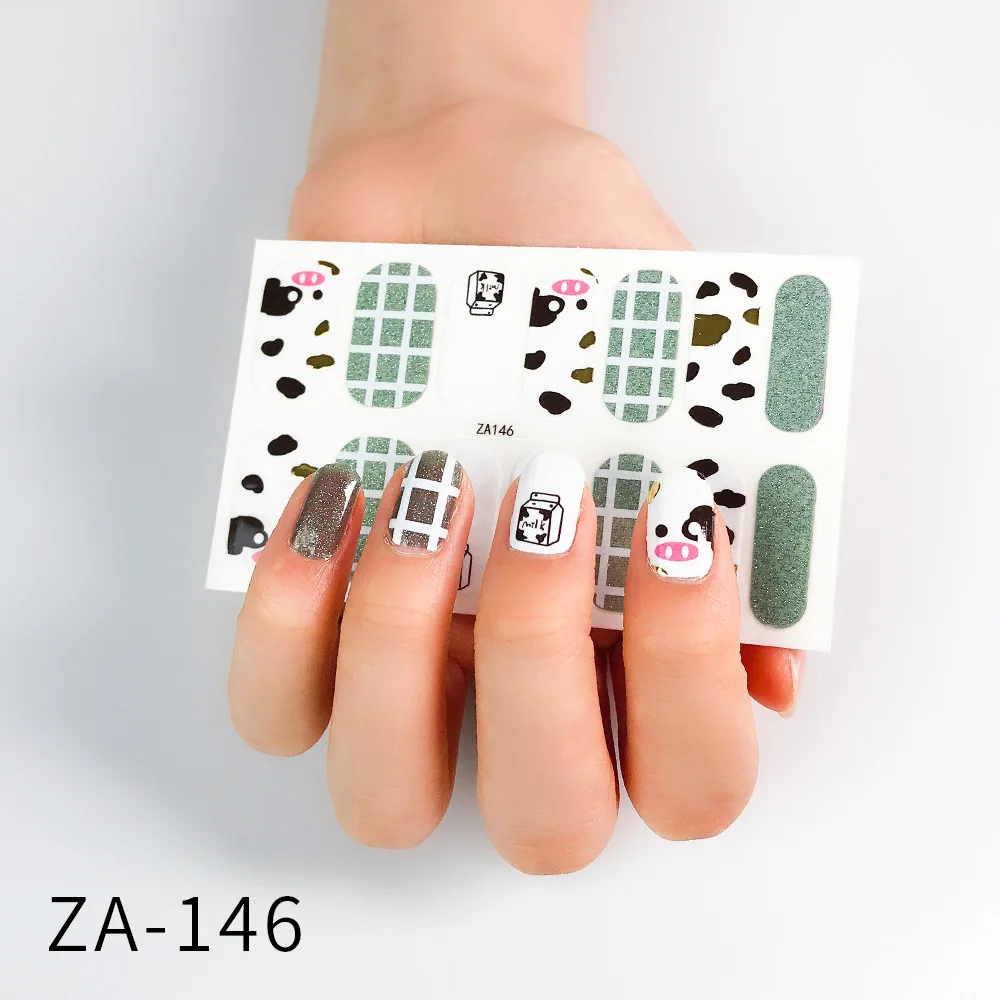 

Creative Milk Grid Print Finger Nail Stickers 30 Color Optional, As show