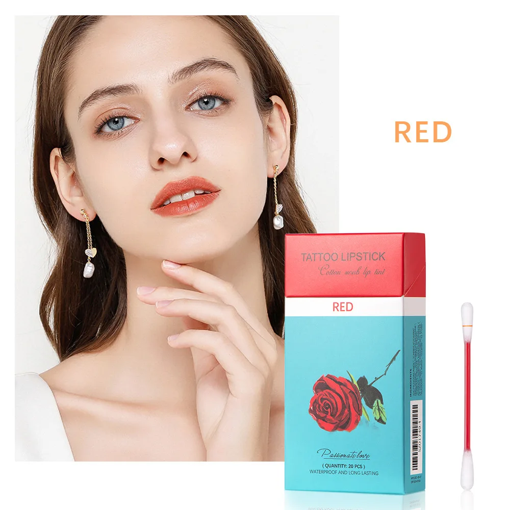 

2021 NEW ARRIVAL TATTOO Lip Gloss lipstick Waterproof Long Lasting Cotton Swab Non Stick Cup Lip Tint Lipstick