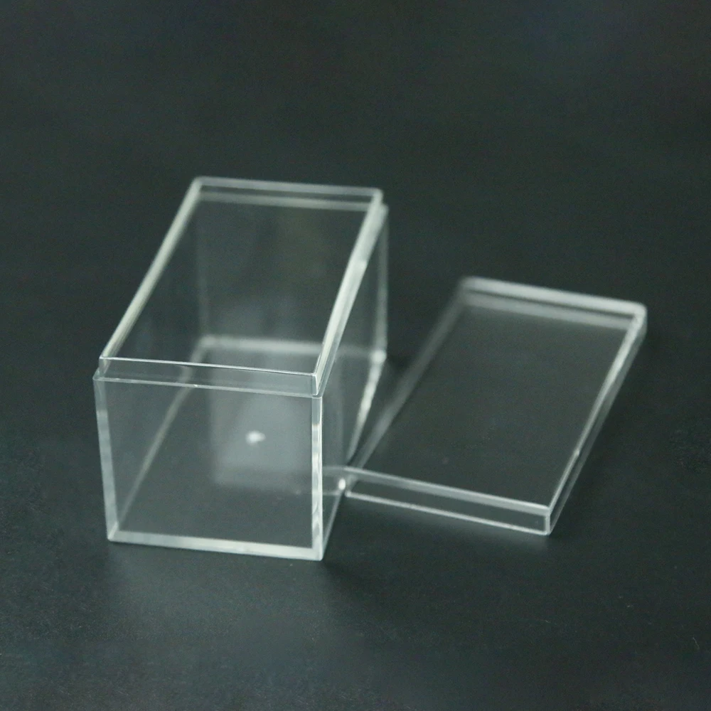 clear cube shaped box with hinged