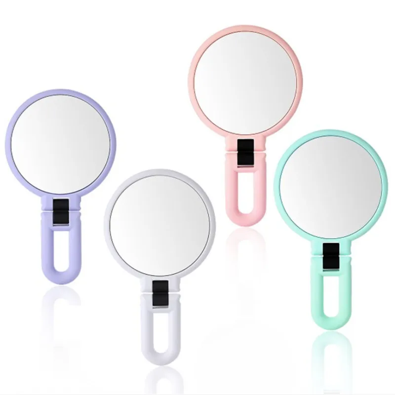 

Double sides magnify foldable stand hand held makeup mirror