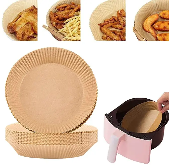 

Air Fryer Paper Liners Non-Stick Disposable Air Fryer Liners Round Parchment Paper Air Fryer Liners for Baking, White,natural