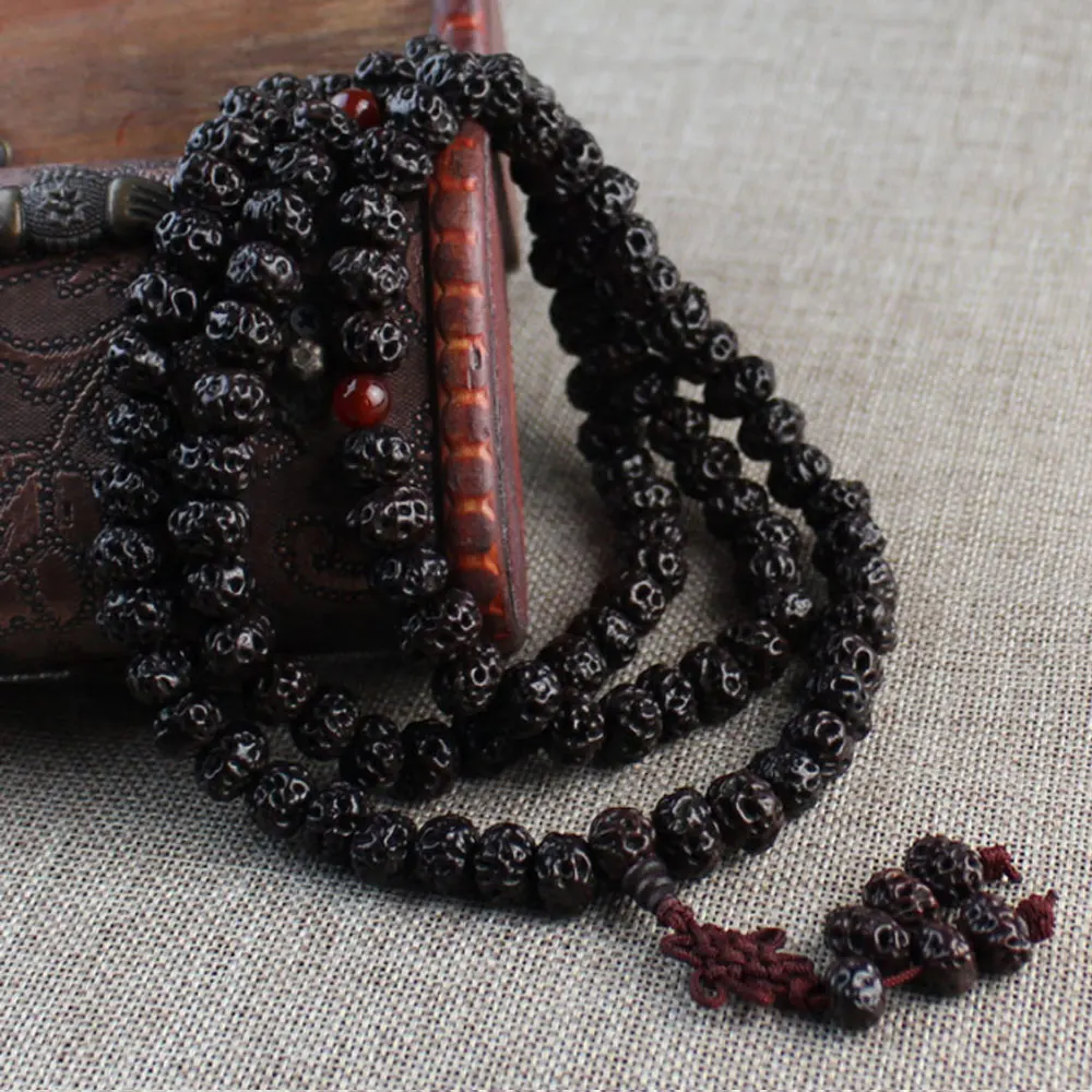 

Wholesale Unisex Natural 108 12mm black ruyi bodhi seeds mala prayer beads bangle Bracelet Meditation Buddhist Jewelry for men