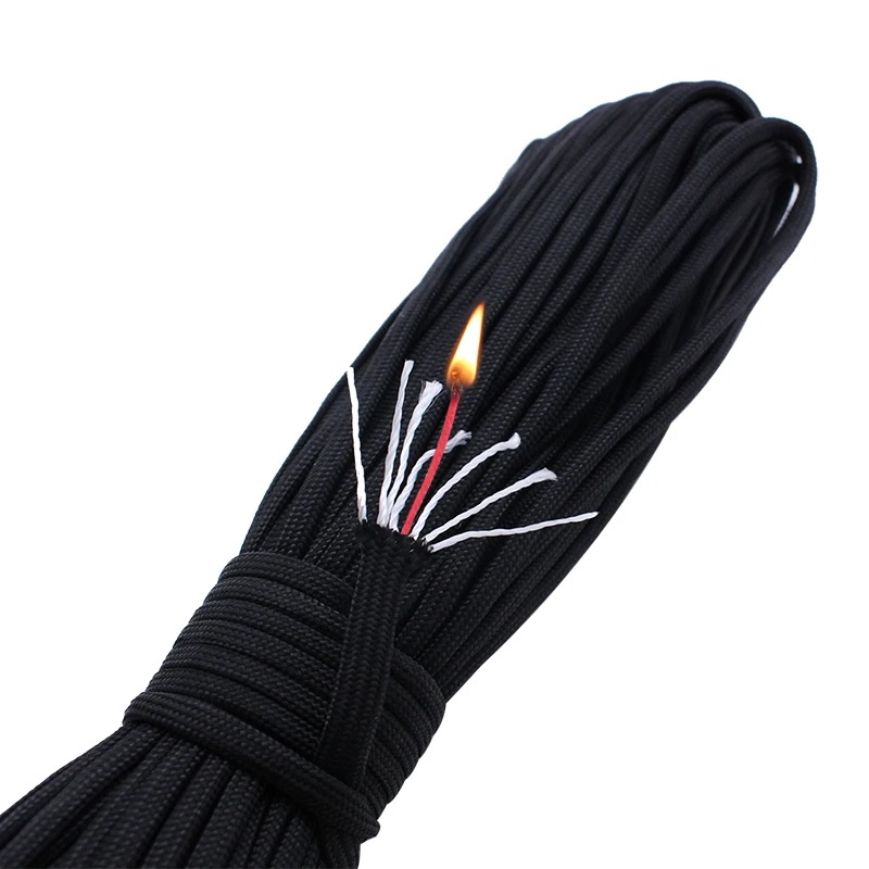 

100ft Bushcraft 550 Parachute Rope Survival Red Tinder Fire Cord Paracord