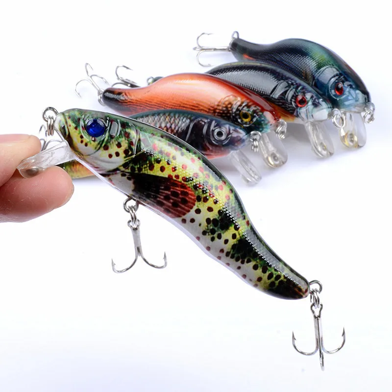 

9cm/12.9g Sea Fishing Bionic 3D Eyes Fishing Lures Unique Body Textures Fish Coloured Drawing Pattern Artificial Plastic Baits