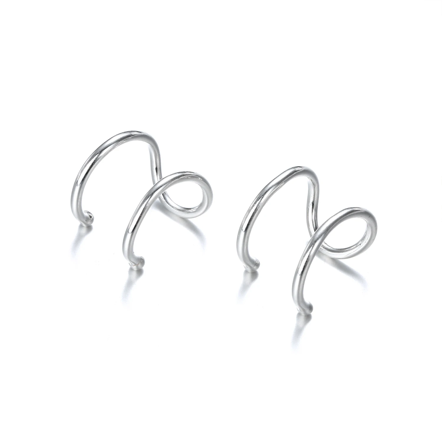 

Minimalist Gold Plated Earrings Clip On The Ears Simple Two Round Cuff Earrings