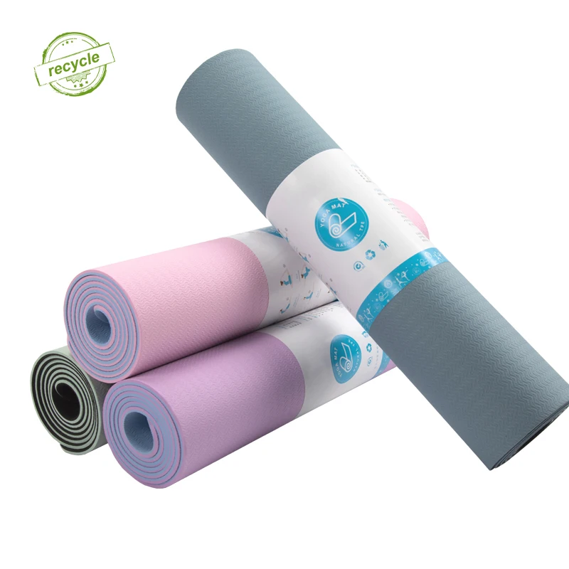 

Dropship Custom Logo Gymnastics Double Color Eco Friendly Heavy Duty Thick TPE Yoga Matt, Customized