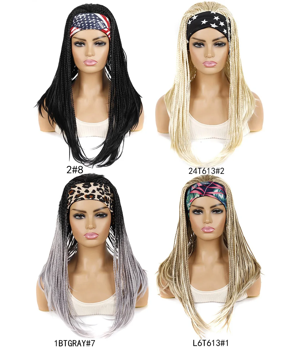 

Colored hair band style small dreadlocks wig headset hair band style small braids wig headset three braids wig headset, 4 colors