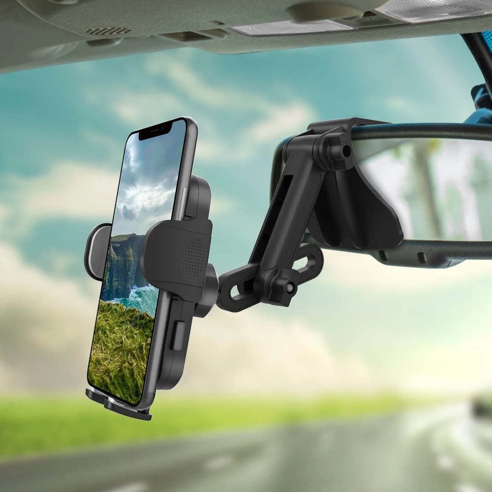 

2021 New Adjustable Mobile Phone Mount 360 Degree Rotation Rearview Mirror Phone Holder And Car Dashboard