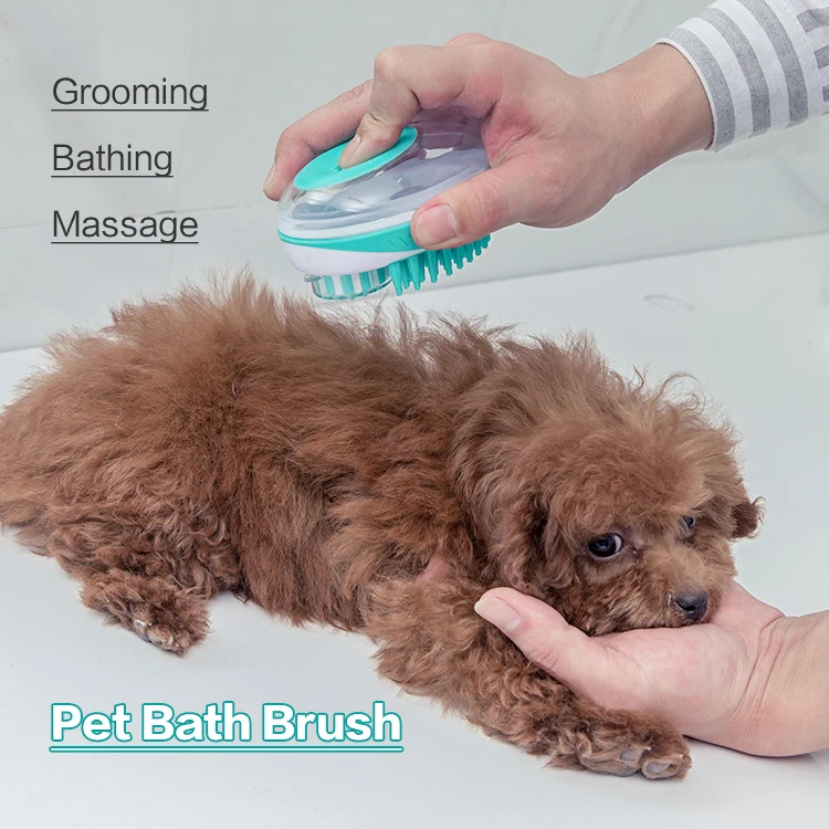 

Wholesale Pet Shampoo Pet Massage Bath Grooming Dog Brush Pet Massage Brushes, Green blue