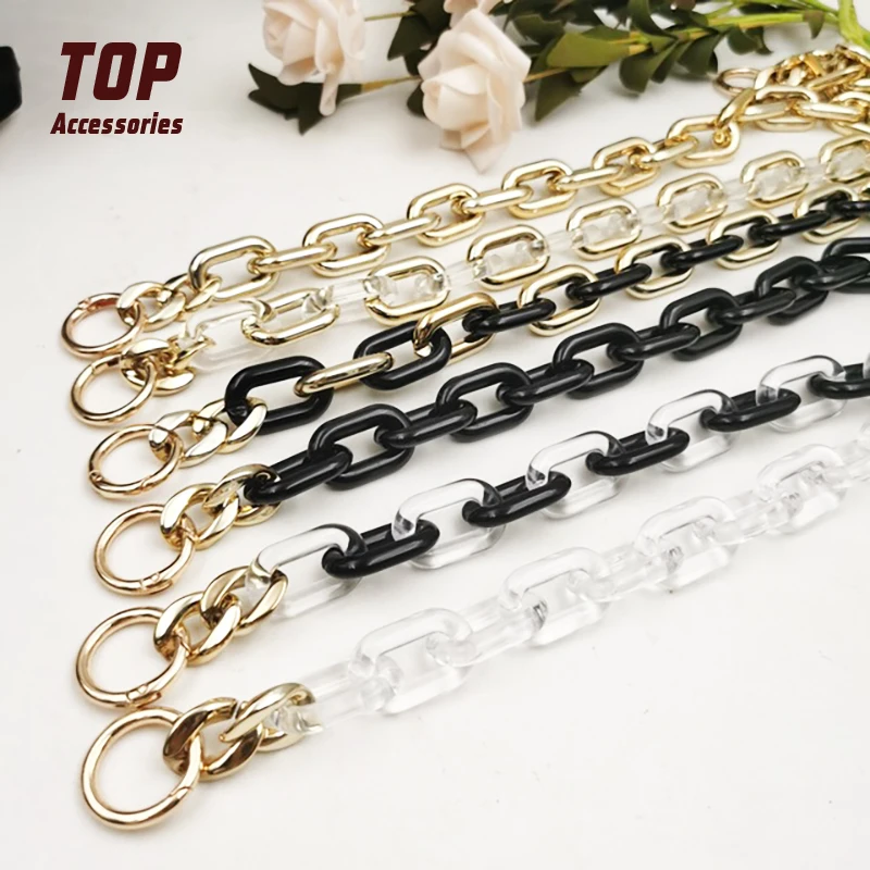 

2020 Hot Style Acrylic Bag Chain Transparent Resin Bag Shoulder Strap Chain Buckle Case Bag Decorative Eyeglass Chain