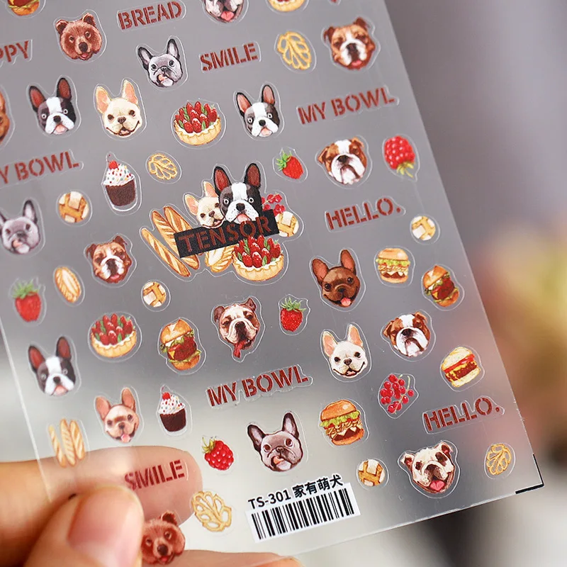 

2021 nail art stickers Pet dog nail art stickers 5d nail, 5d embossed nail art sticker