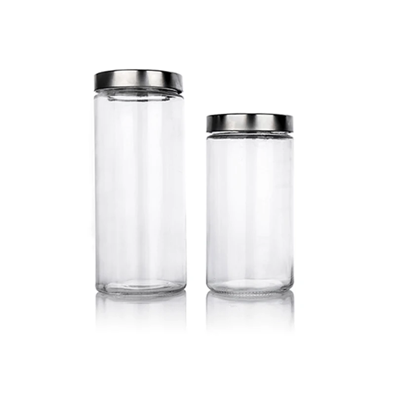 

New products high quality cute storage food tank candy glass jar empty clear glass candy jar with glass li, Customized color accept