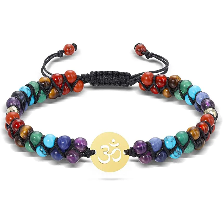 

7 Chakra Meditation Reiki Healing Crystal Stone Double Layered Natural Gemstone Beads Life Tree Charm Bracelets For Women
