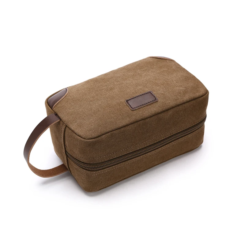 

16 OZ washed plain canvas coffee travel toiletry bag lady pouch 2023 classical men women blank cosmetic bag